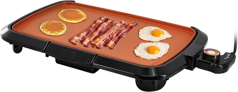 Mega chef Electric Grill with Copper Non-Stick Coating, Removable Drip Tray & Adjustable Temperature Control, Versatile Small Kitchen Appliance (16 Inch Grill) - Image 1